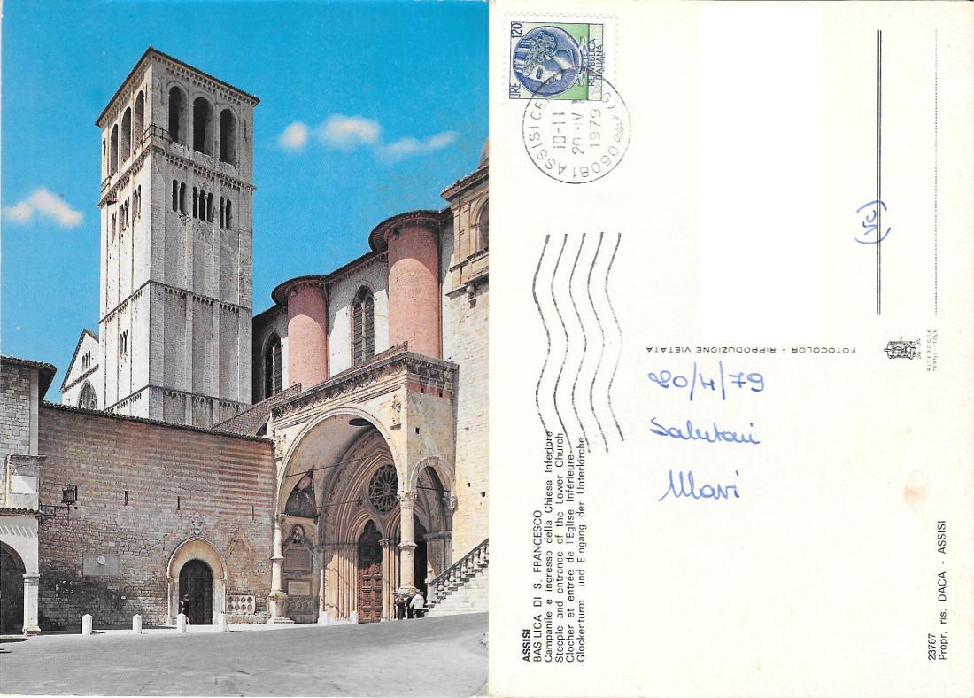 Assisi. Basilica di S. Francesco. Viaggiata 1979