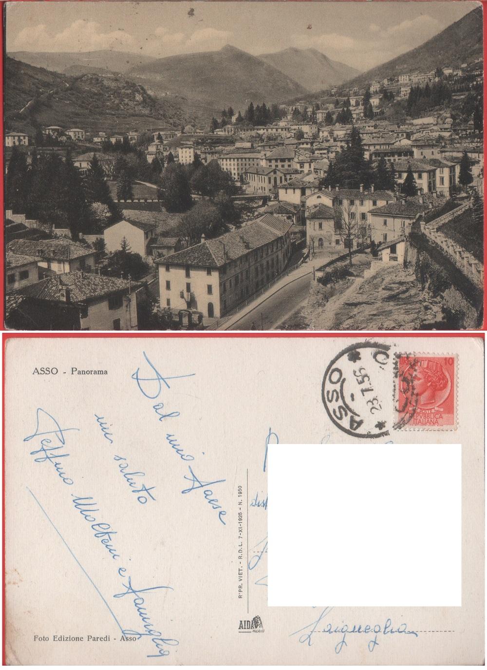 Asso. Panorama. Viaggiata 1956