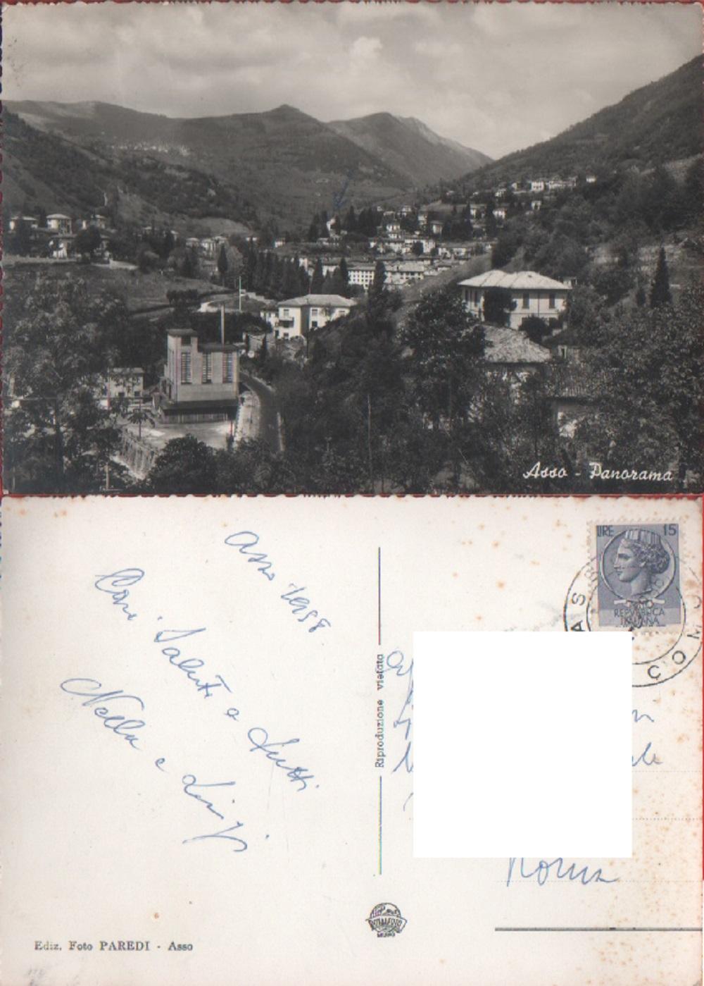 Asso. Panorama. Viaggiata. 1958