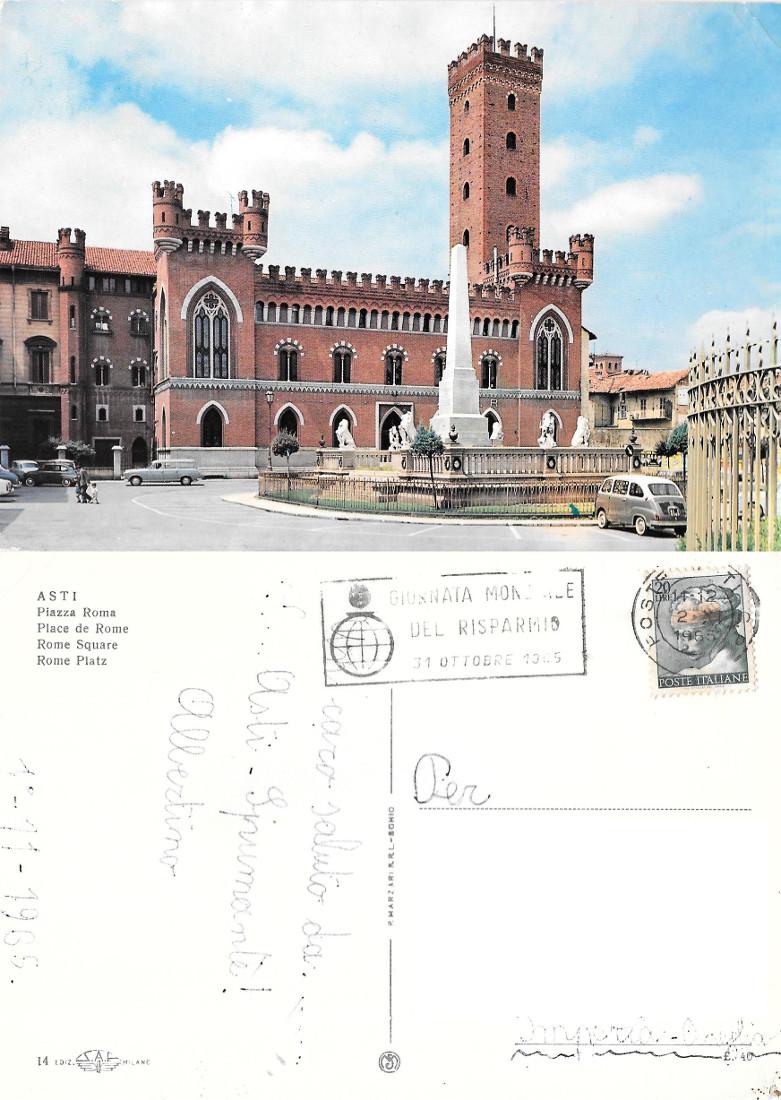 Asti. Piazza Roma. Viaggiata 1965