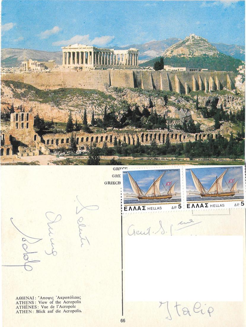 Atene. Vista dell'Acropoli. Viaggiata
