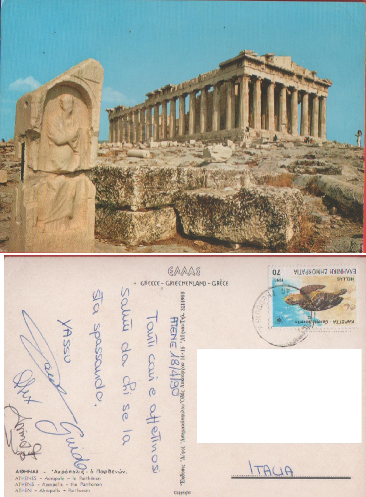 Athene. Acropolis. Pantheon. Viaggiata 1990