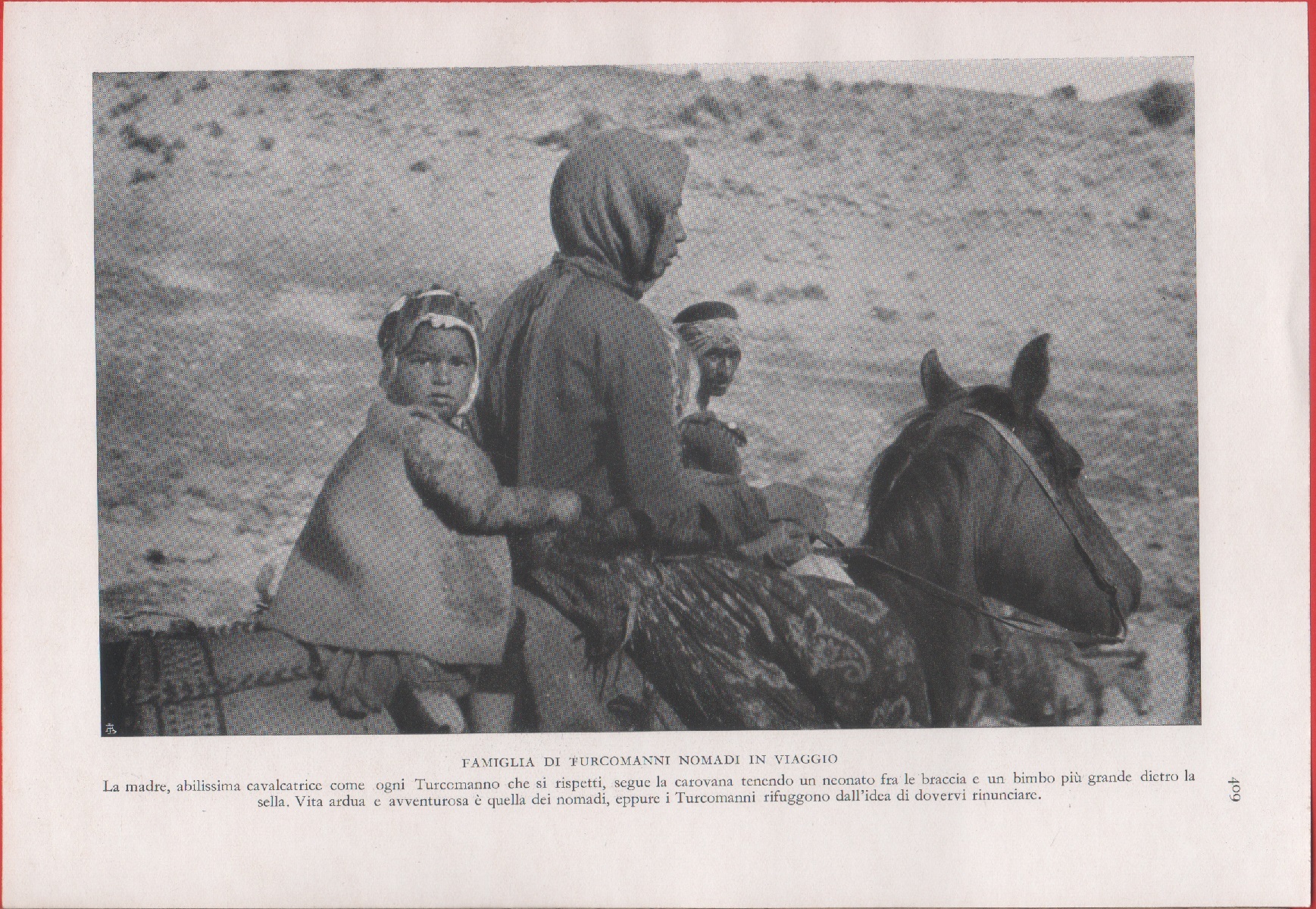 Atrek. Famiglia di turcomanni nomadi in viaggio. Immagine 1937
