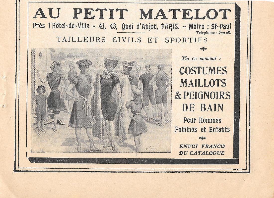 Au Petit Matelot. Costumes, maillot &amp; peignoirs de bain. Pubblicita …