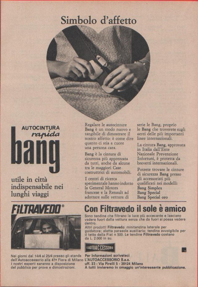 Autocintura rapida bang. Pubblicità 1970
