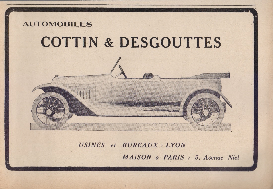 Automobiles Cottin &amp; Desgouttes. Advertising 1916