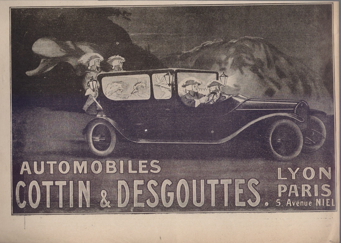 Automobiles Cottin &amp; Desgouttes. Lyon. Advertising 1915