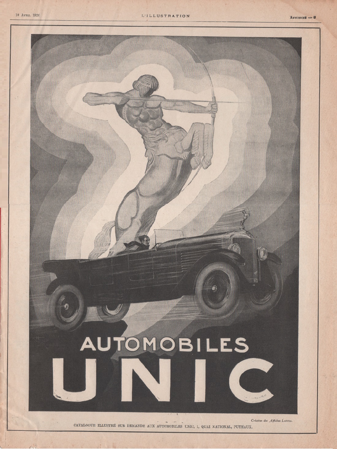 Automobiles Unic / Pneus Ducasble, Co.ie Francaise du Caoutchouc. Advertising …