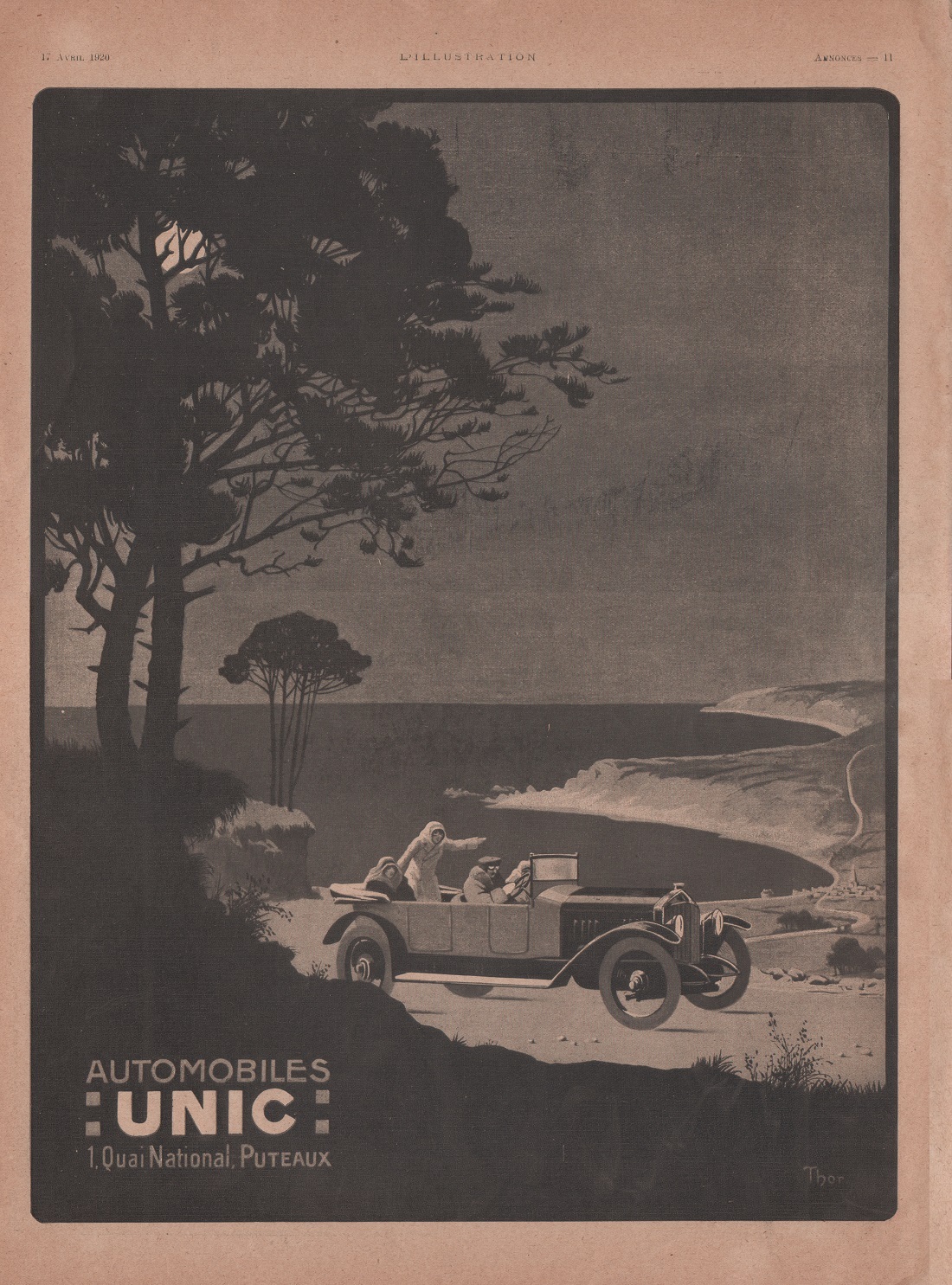 Automobiles Unic, Puteaux. Advertising 1920