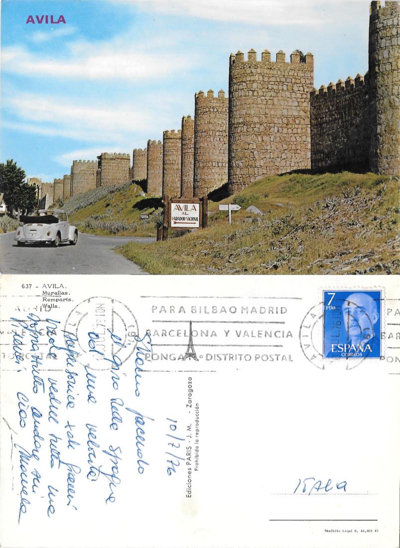 Avila (ESP). Cinta muraria. Viaggiata 1976