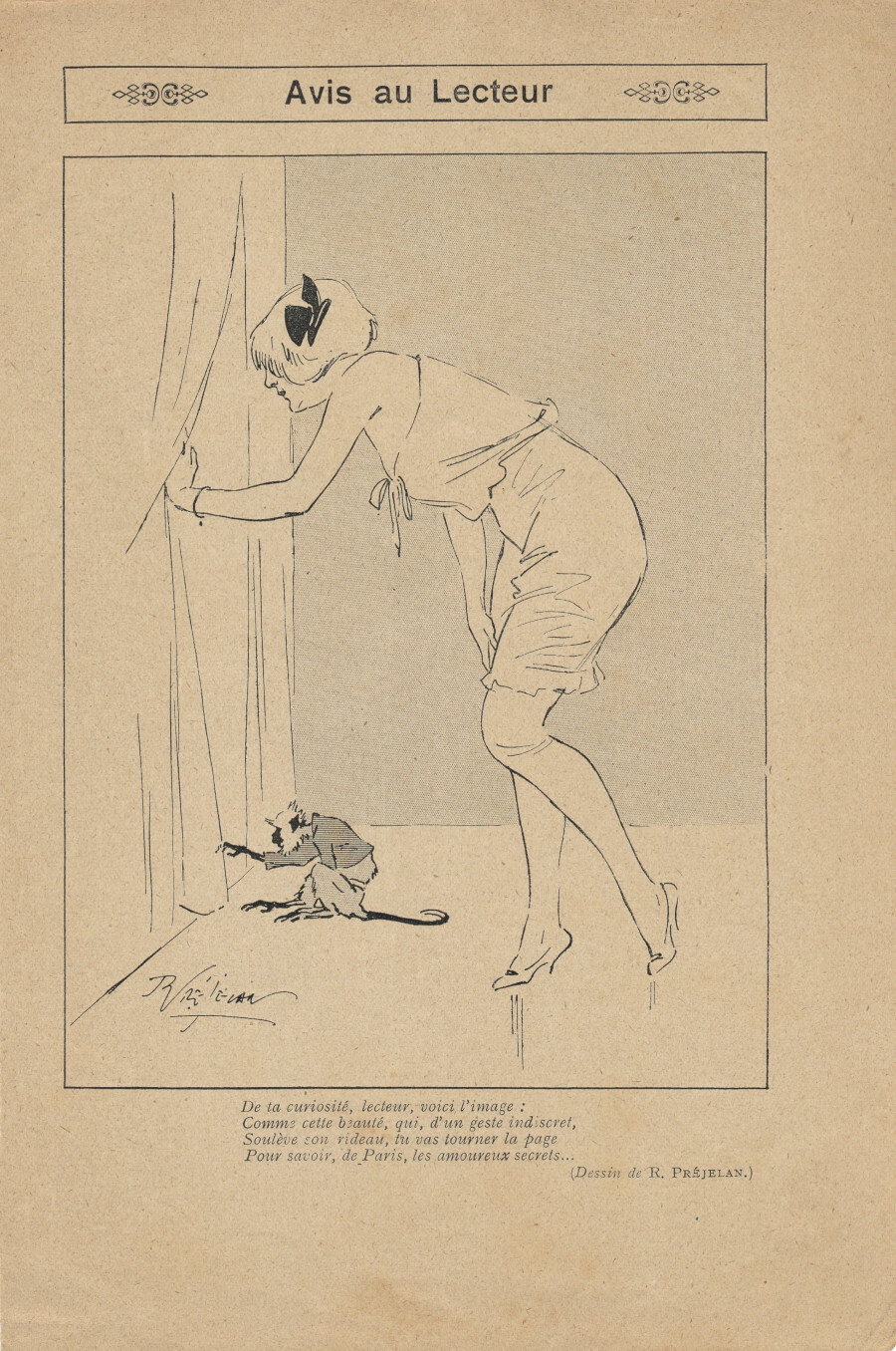 Avis au lecteur. (ill. Prejelan). Stampa 1913