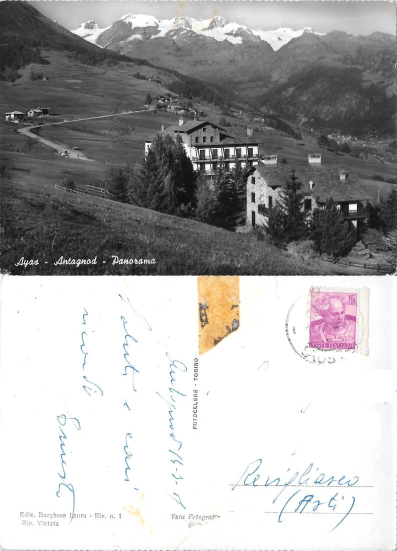 Ayas (AO) Antagnod. Panorama. Viaggiata 1961