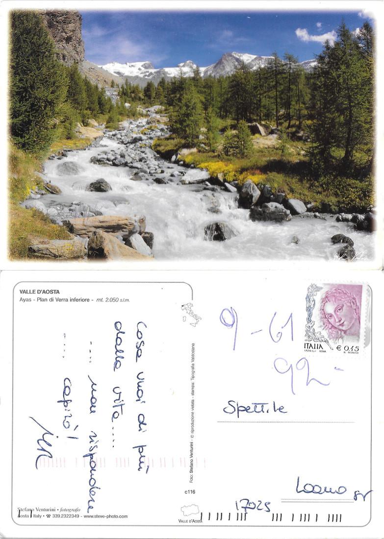 Ayas. Plan di Verra inferiore. Viaggiata 1992