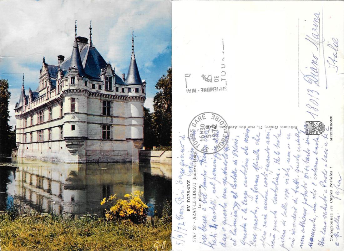 Azay-Le-Rideau. Indre-et-Loire. Le Chateau. Viaggiata 1972