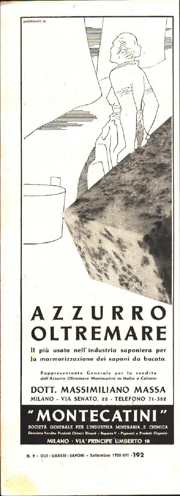 Azzurro oltremare Montecatini. Pubblicità 1938