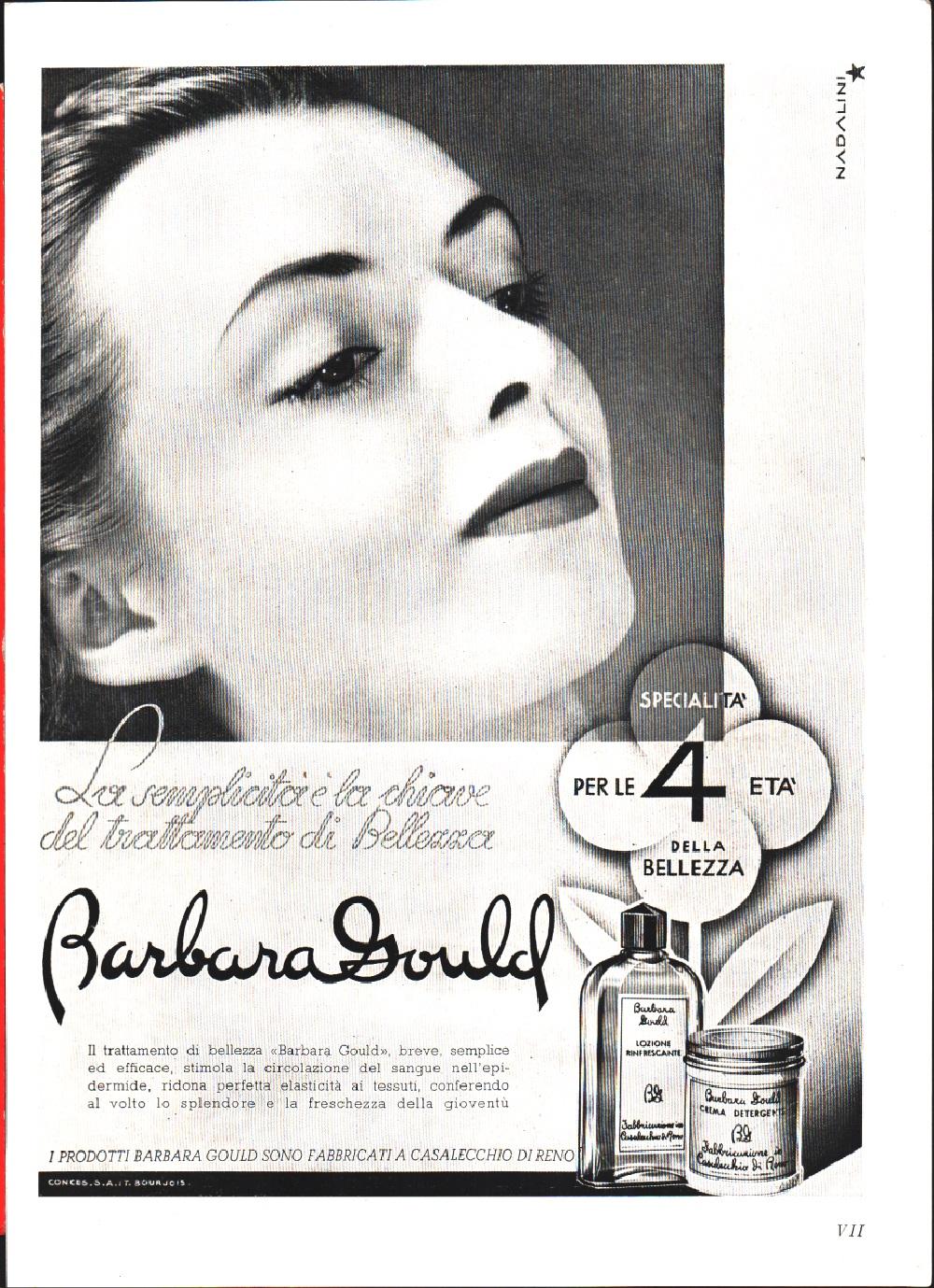 Babara Gould cosmetici. Pubblicità 1941
