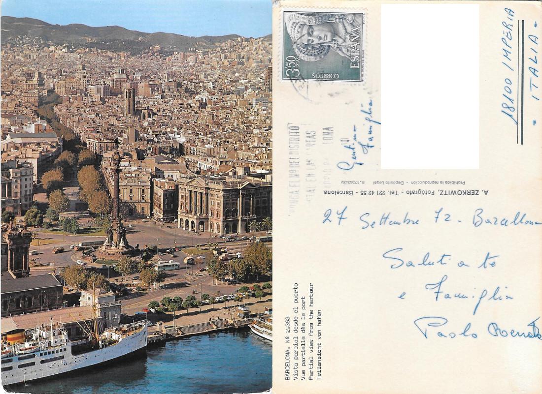 Barcellona. Vista parziale del porto. Viaggiata 1972