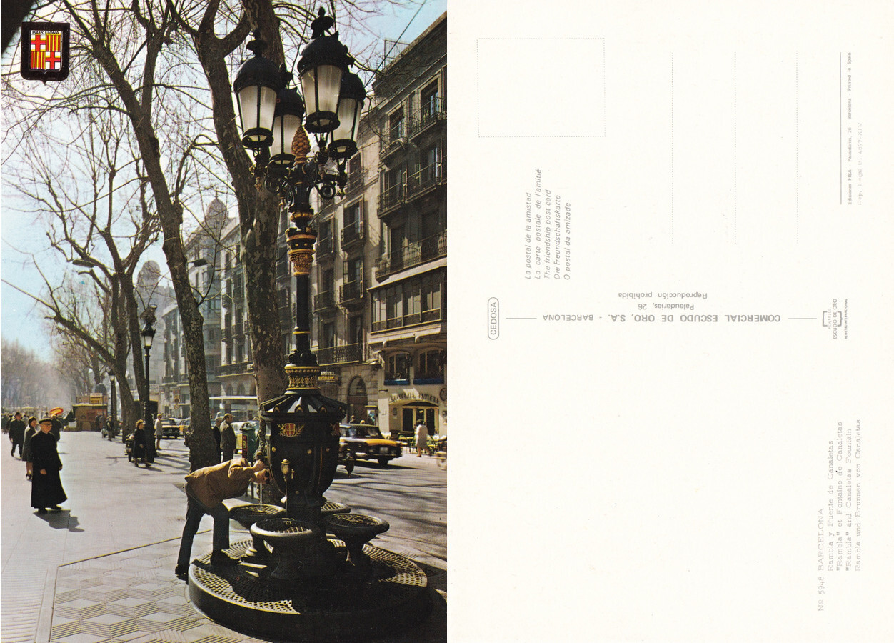 Barcelona. Rambla y Fuente de Canaletas. Non viaggiata