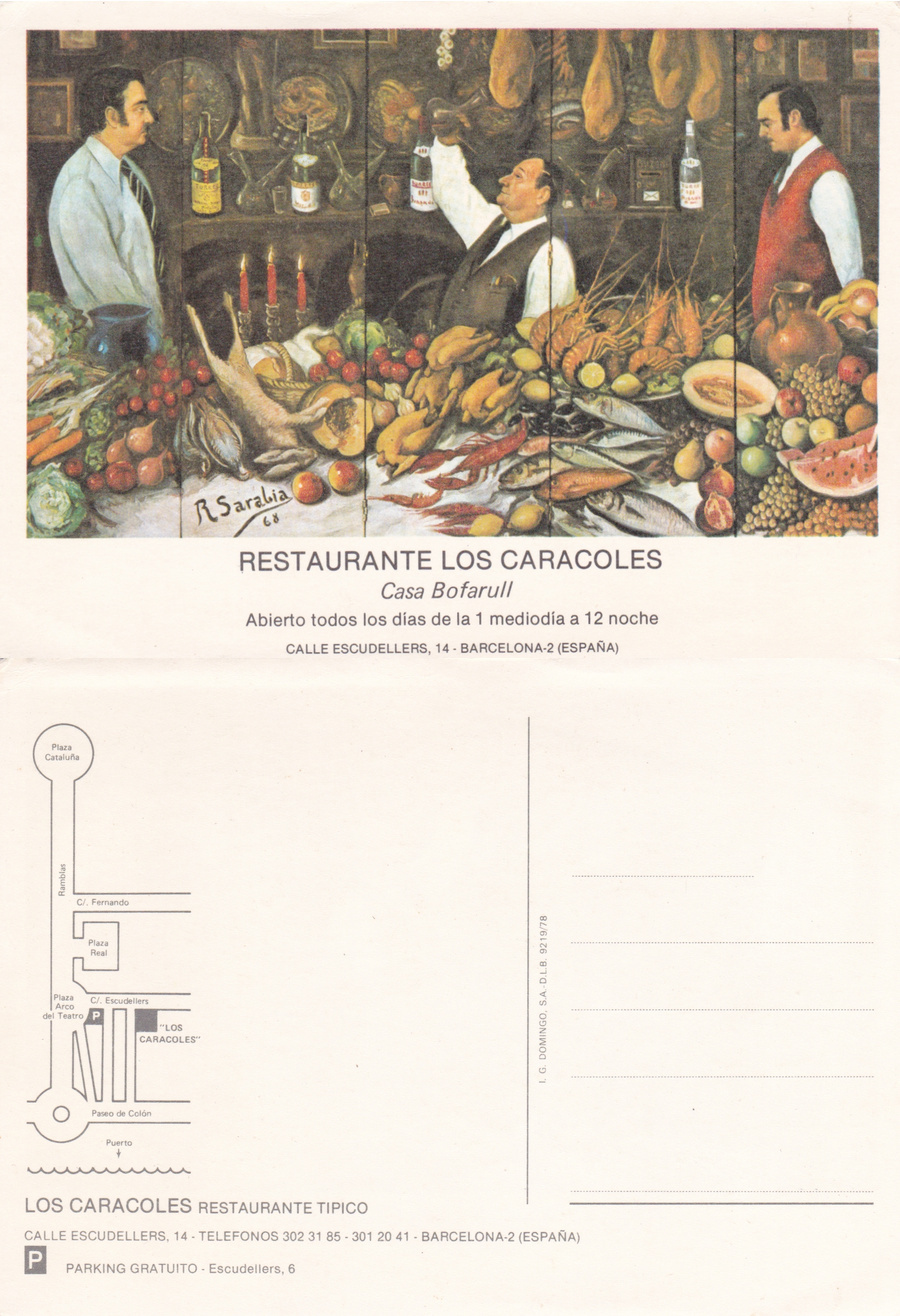 Barcelona. Restaurante Los Caracoles. Non viaggiata