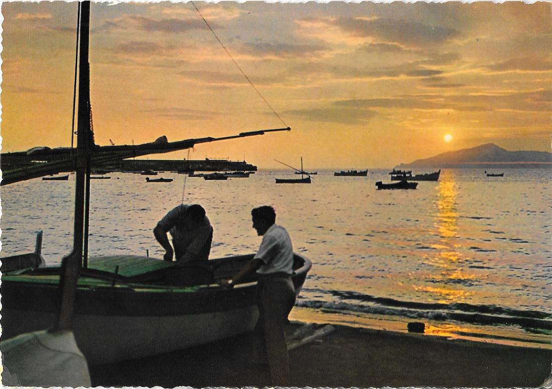 Barche al tramonto. Non viaggiata, originale