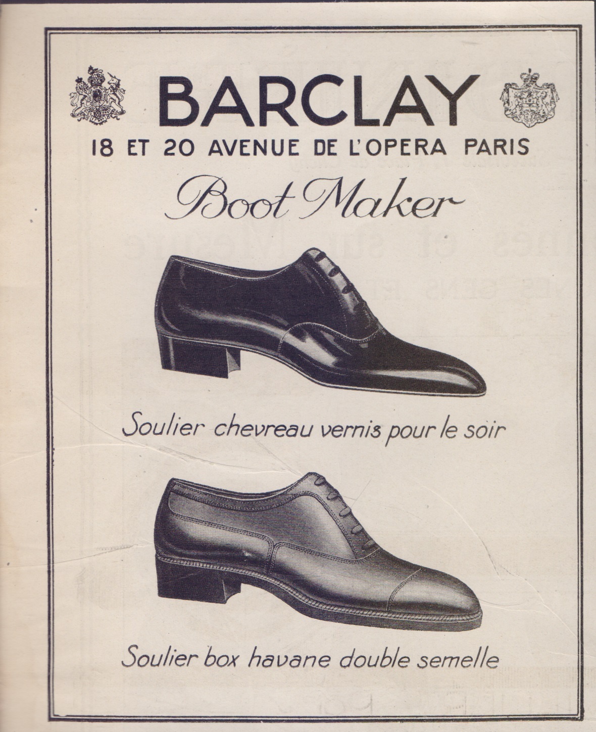 Barclay. Boot maker. Advertising 1923