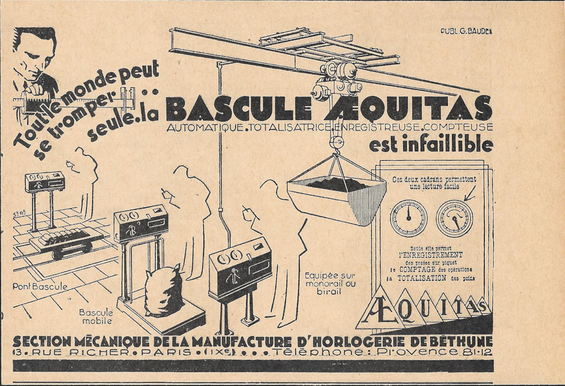 Bascule AEquitas - Advertising 1929
