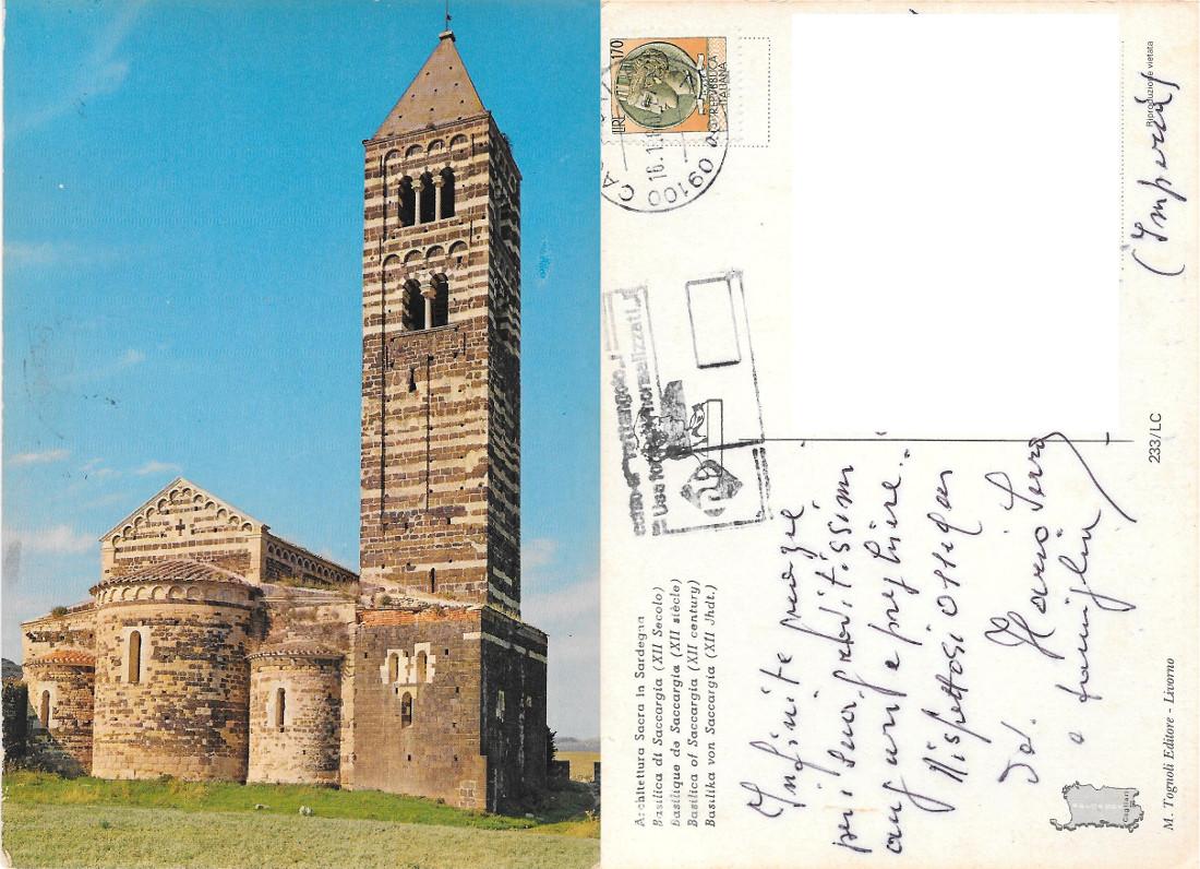 Basilica di Saccargia, XII secolo (SS). Notturno. Viaggiata 1980