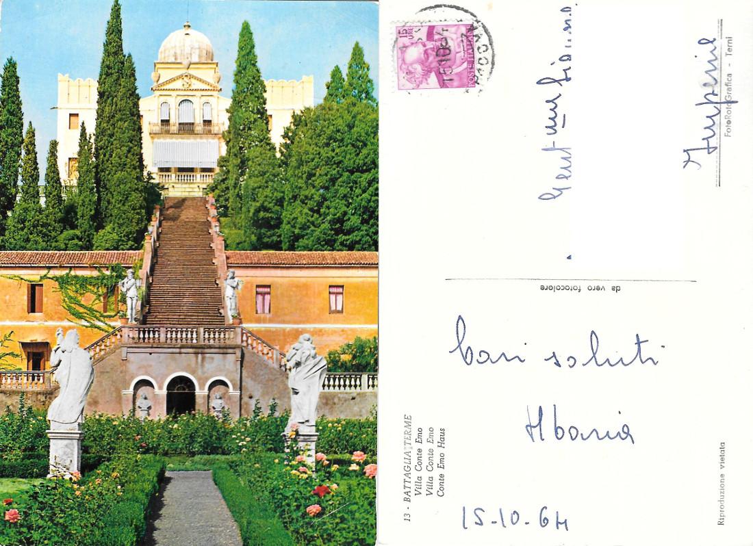 Battaglia Terme (PD). Villa Conte Emo. Viaggiata 1964