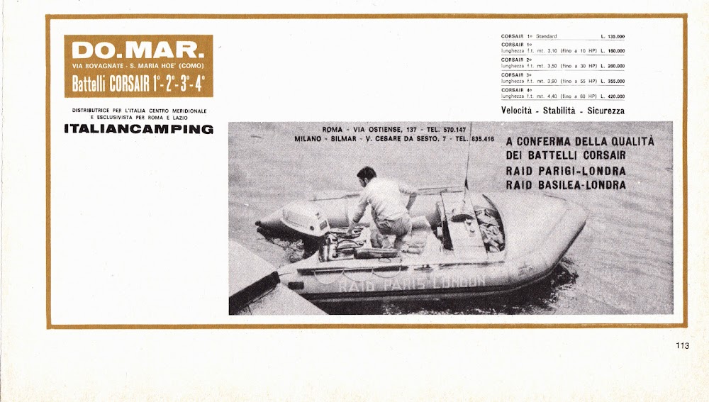 Battelli Corsair. Do.MAR. Advertising 1969