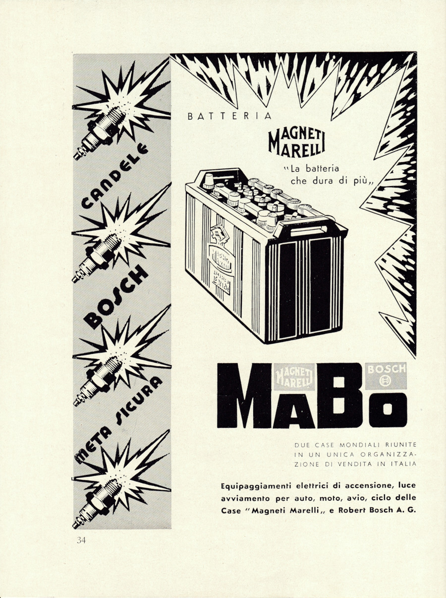 Batterie MaBo Magneti Marelli. Advertising 1937