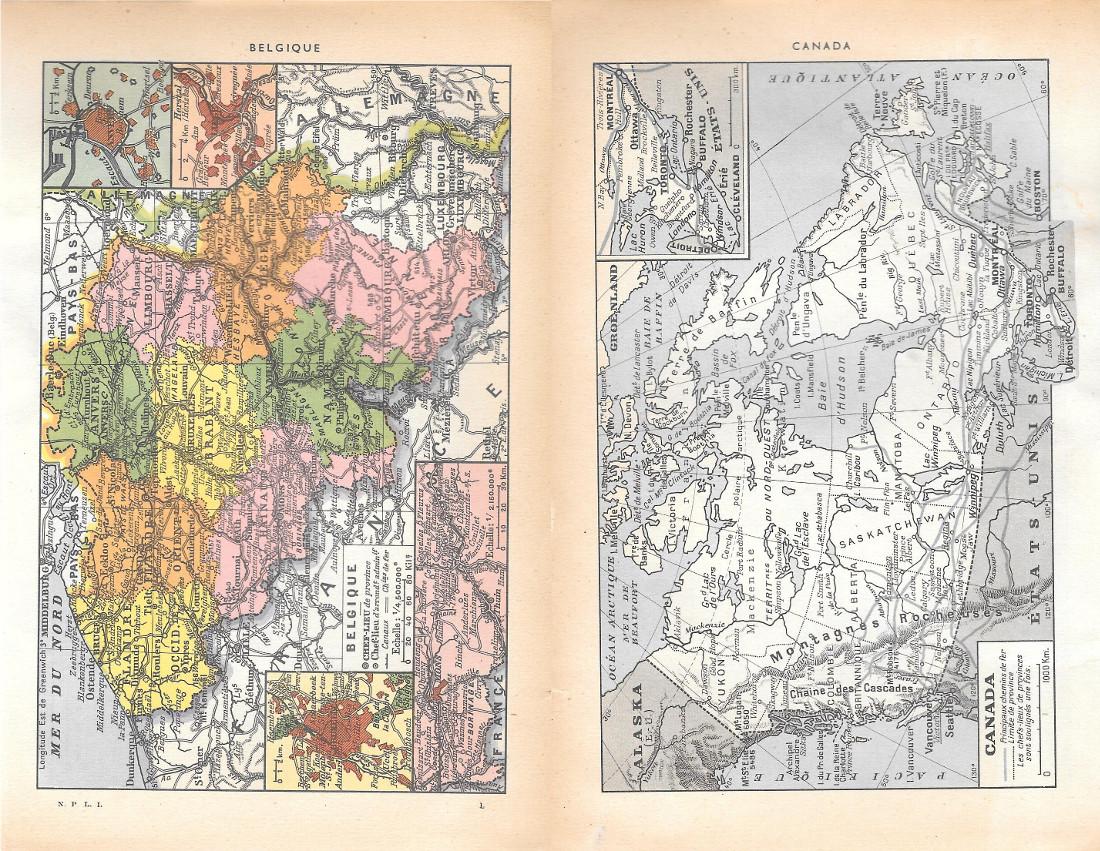 Belgique/Canada. Stampa 1954, fronte/retro