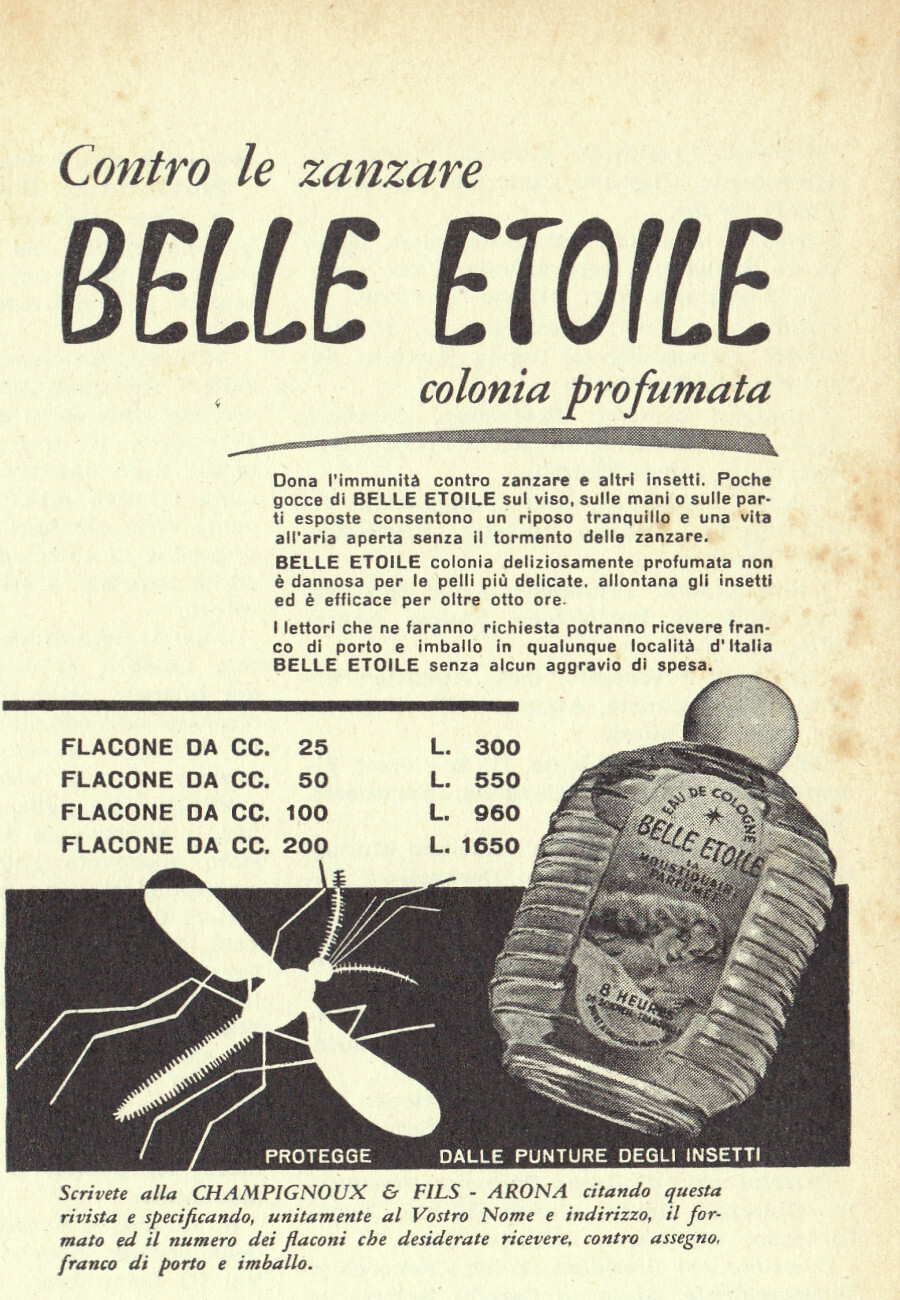 Belle Etoile contro le zanzare. Advertising 1961