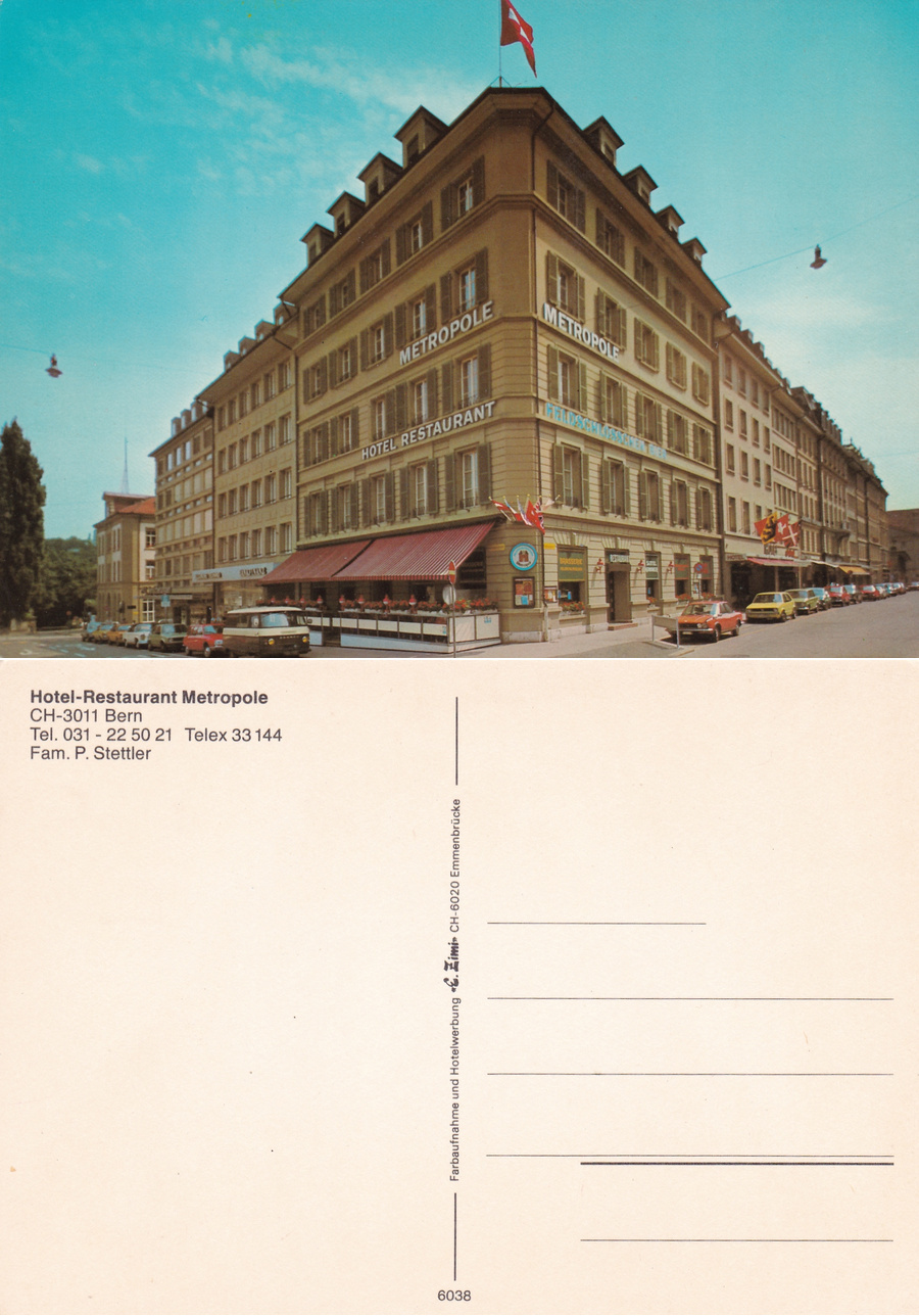 Bern. Hotel-Restaurant Metropole. Non viaggiata