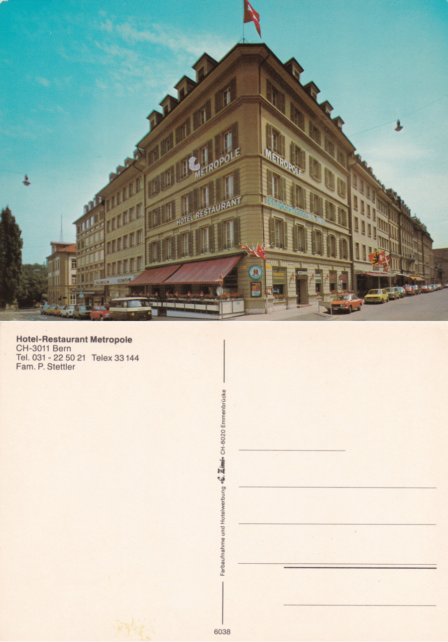 Bern. Hotel-Restaurant Metropole. Non viaggiata