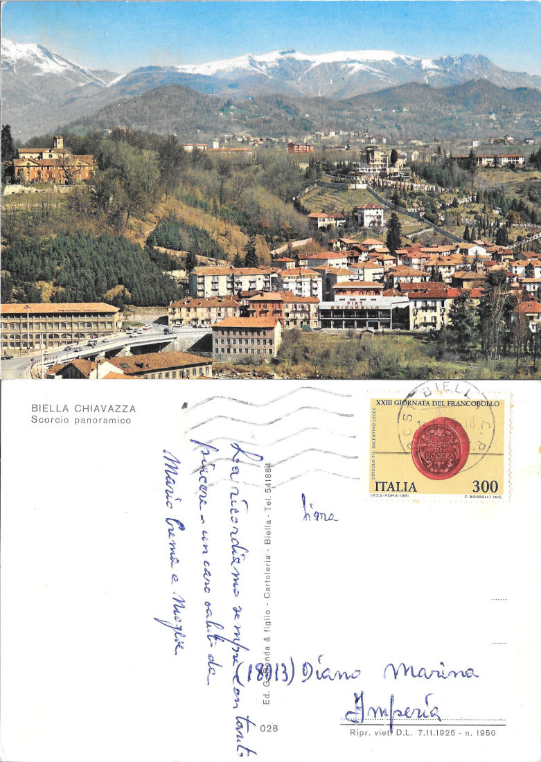 Biella Chiavazza. Scorcio panoramico. Viaggiata