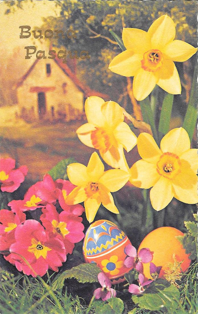 Biglietto Buona Pasqua. Datato 1985