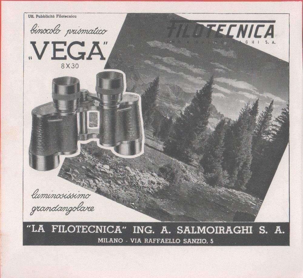 Binocolo prismatico Wega. Pubblicità 1940