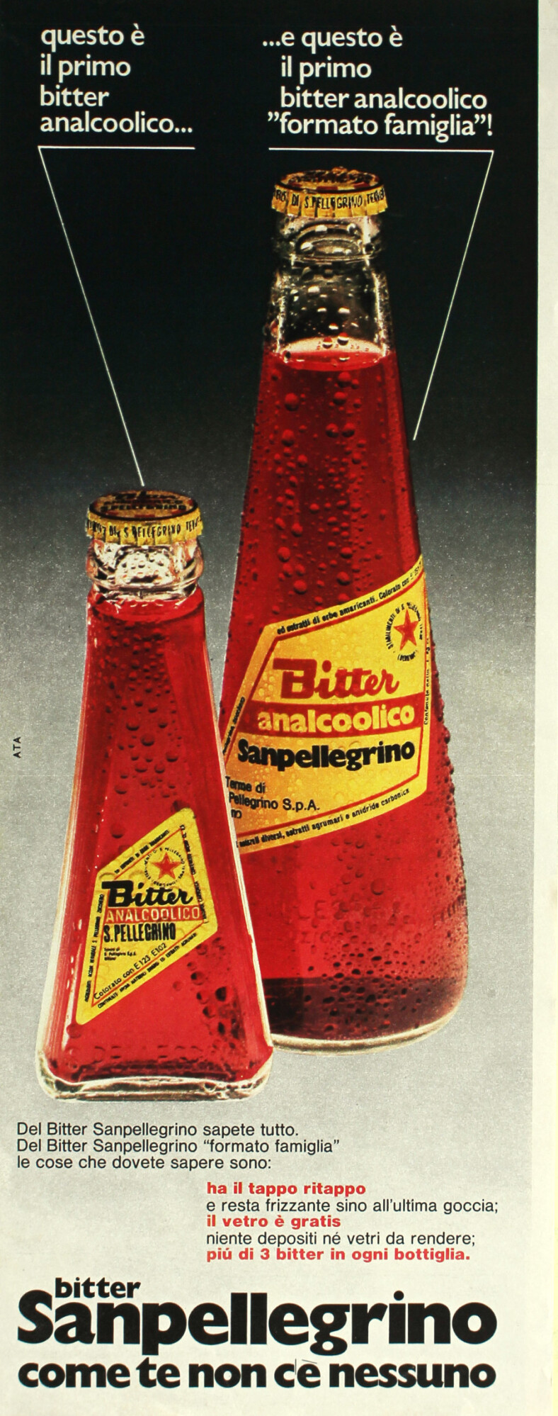 Bitter analcoolico San Pellegrino. Advertising 1970