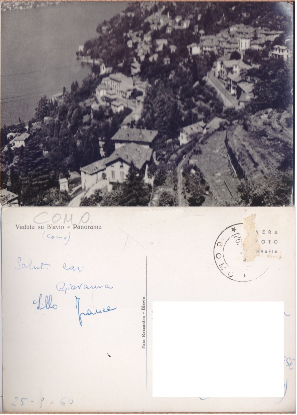 Blevio (CO). Panorama. Viaggiata 1960
