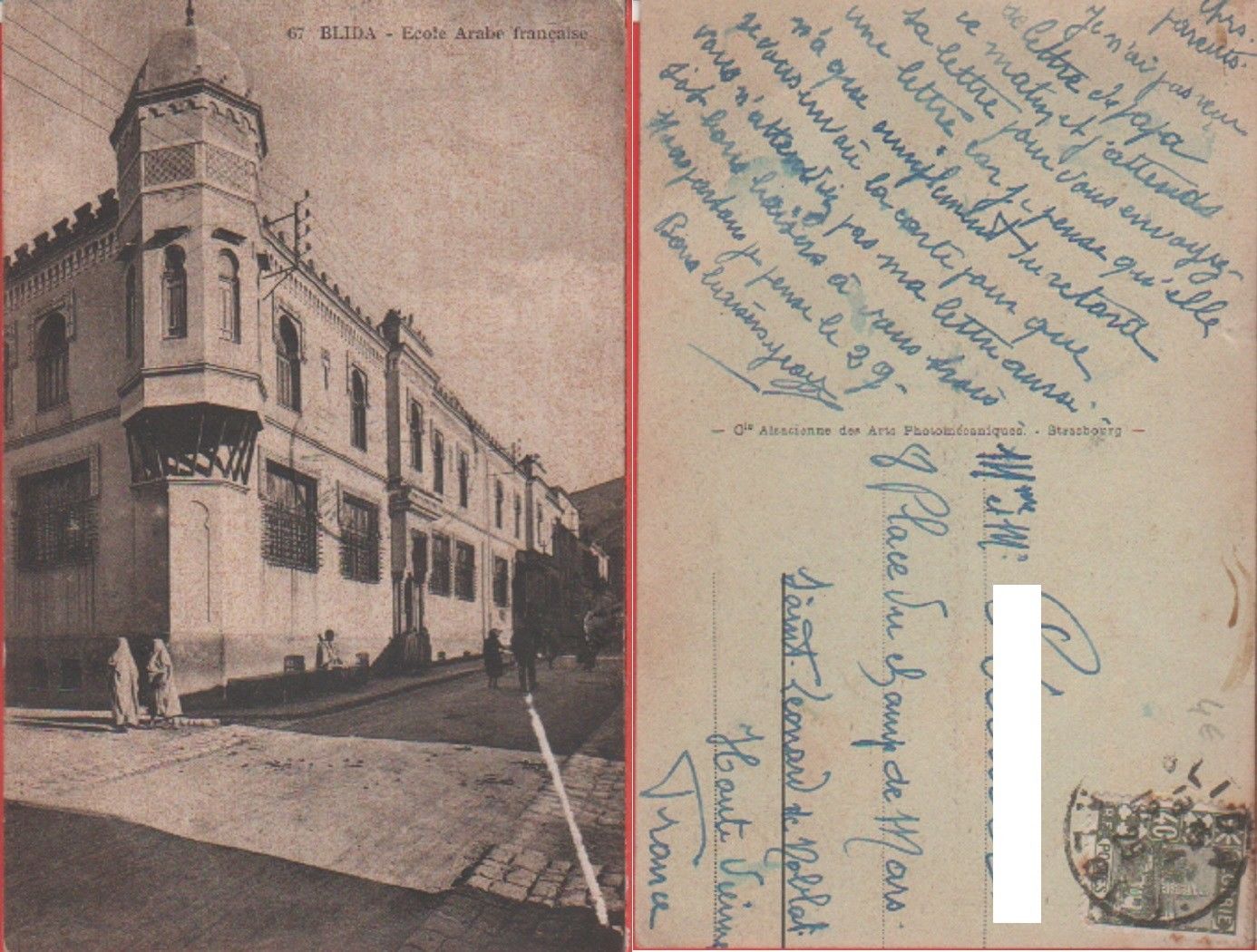 Blida (Algeria). Ecole arabe francaise. Viaggiata 1929