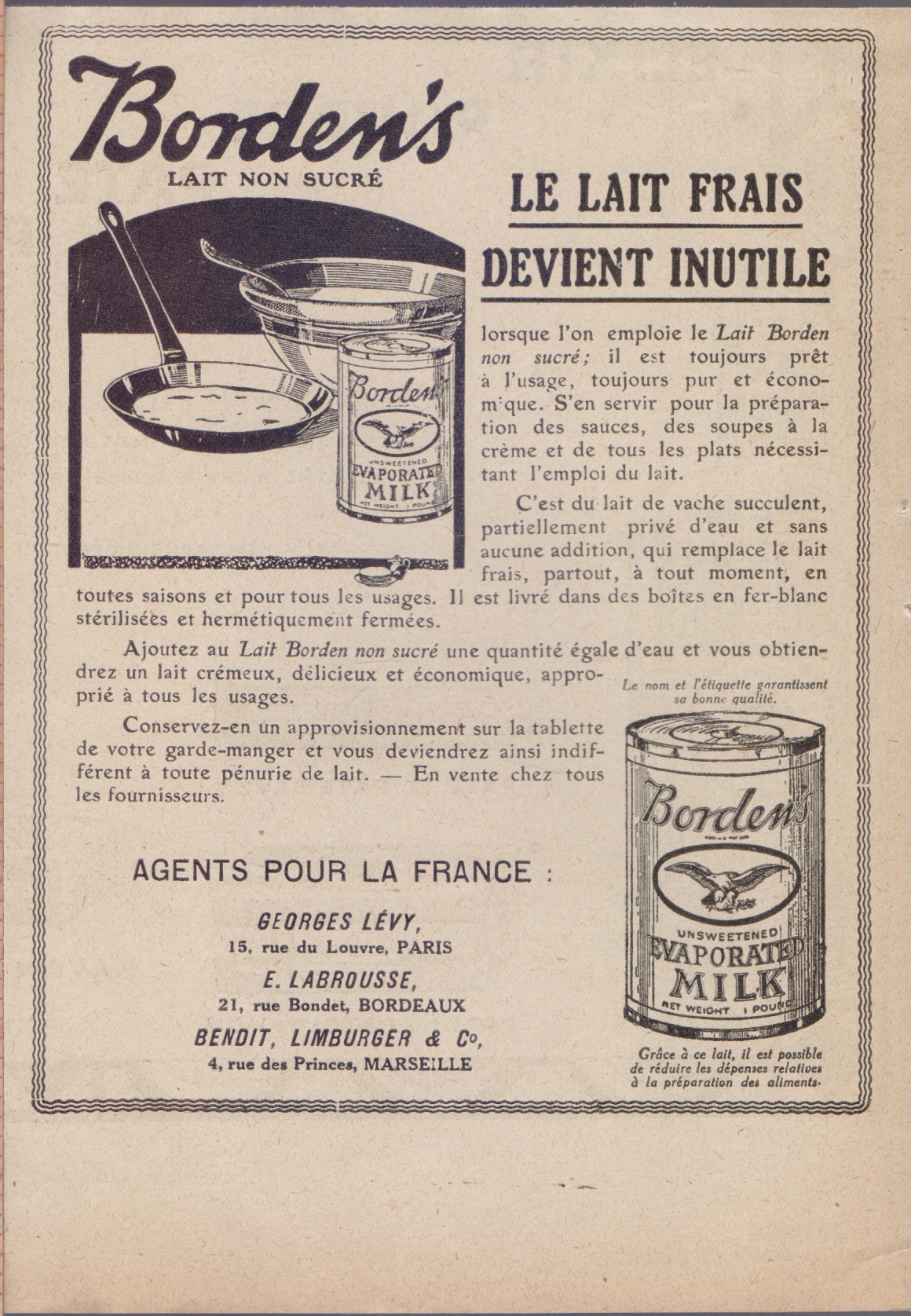 Boden's le lait frais devient inutile. Advertising 1920