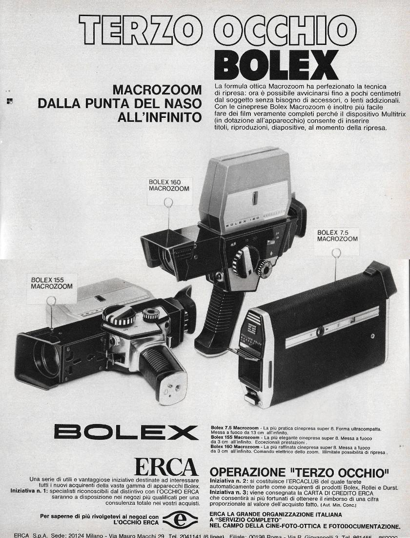 Bolex Macrozoom 155; 160; 7,5. Terzo occhio. Advertising 1970