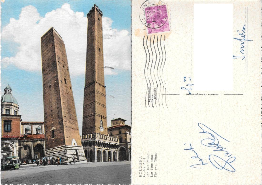 Bologna. Le due torri. Viaggiata 1963