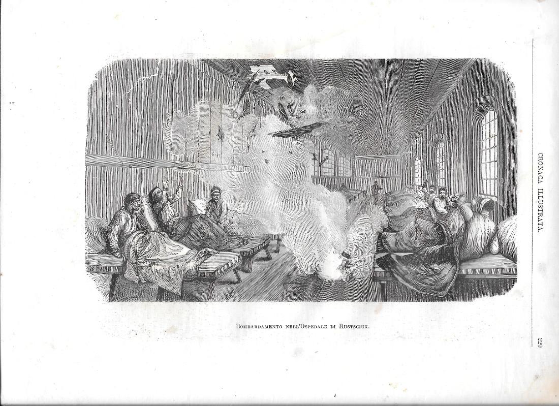 Bombardamento nell'ospedale di Rustsciuk. Stampa 1877