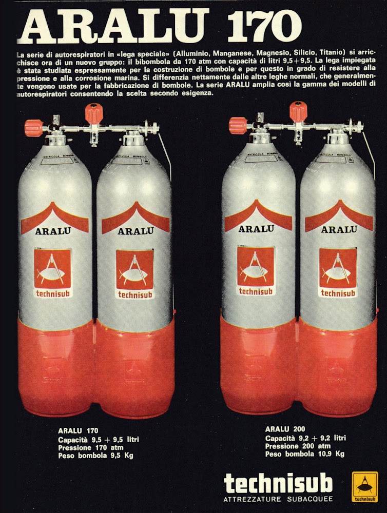 Bombole Aralu Technisub/Diana 3 metri e 60, Fiart. Advertising 1974