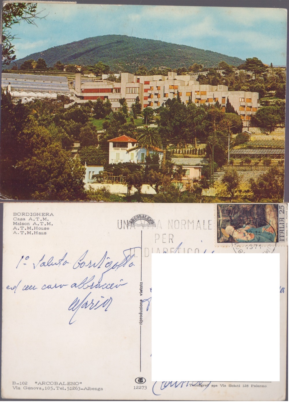 Bordighera (IM). Casa ATM. Viaggiata 1971