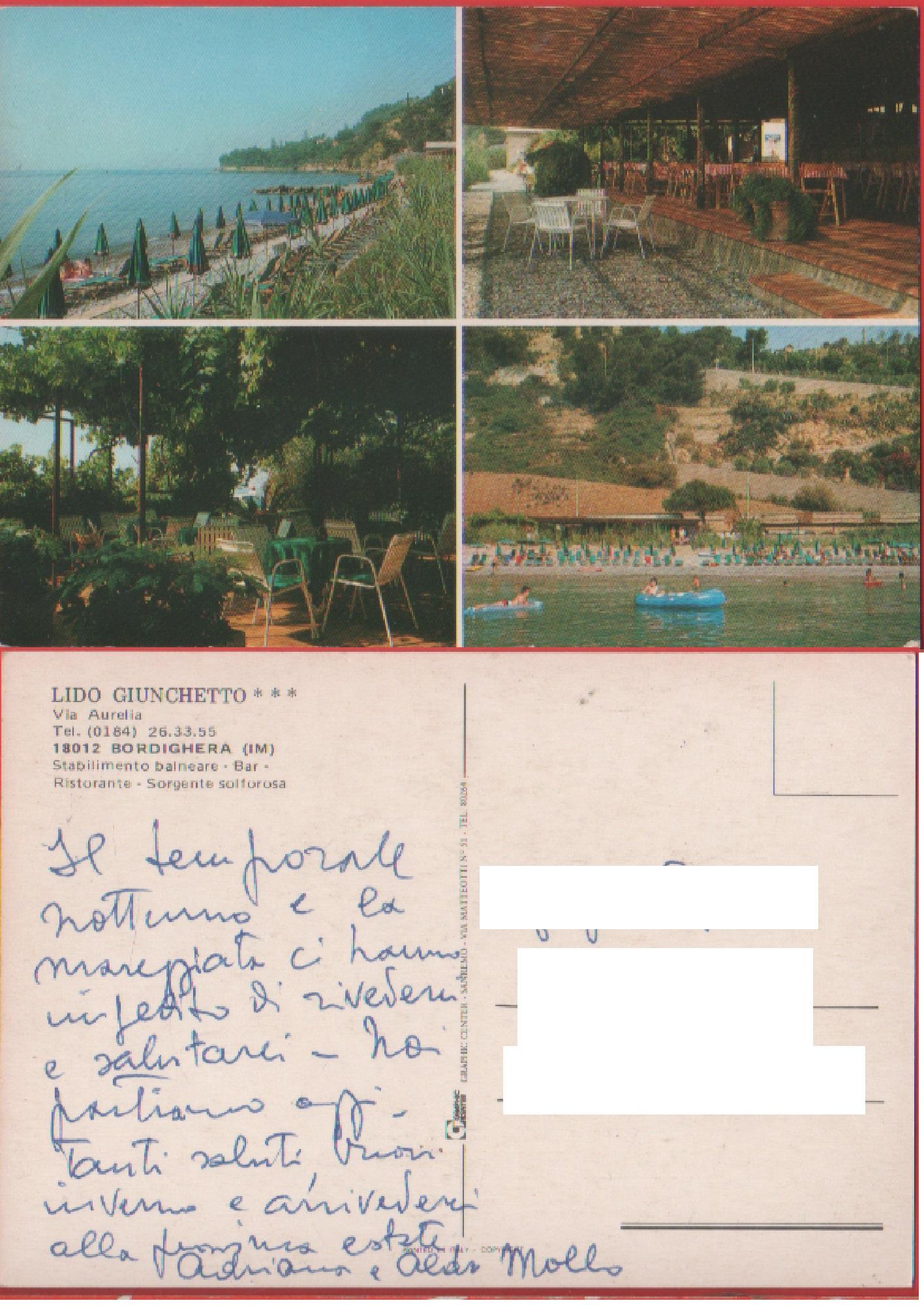 Bordighera (IM). Lido Giunchetto. Non viaggiata