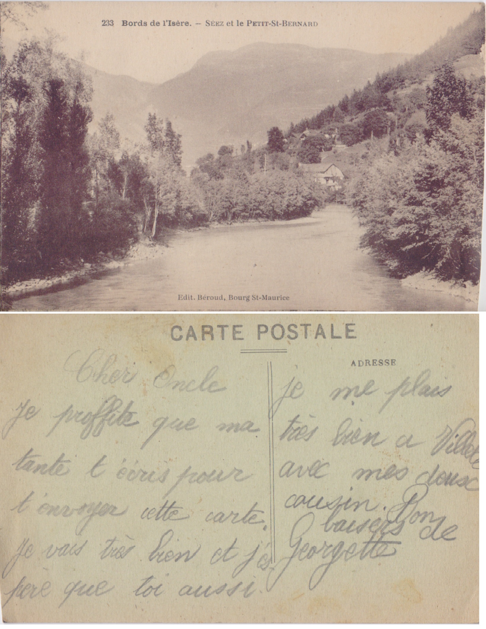 Bords de l'Isere. Seez et le Petit St. Bernard. Non …