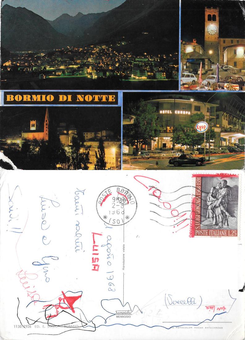 Bormio di notte. Viaggiata 1968