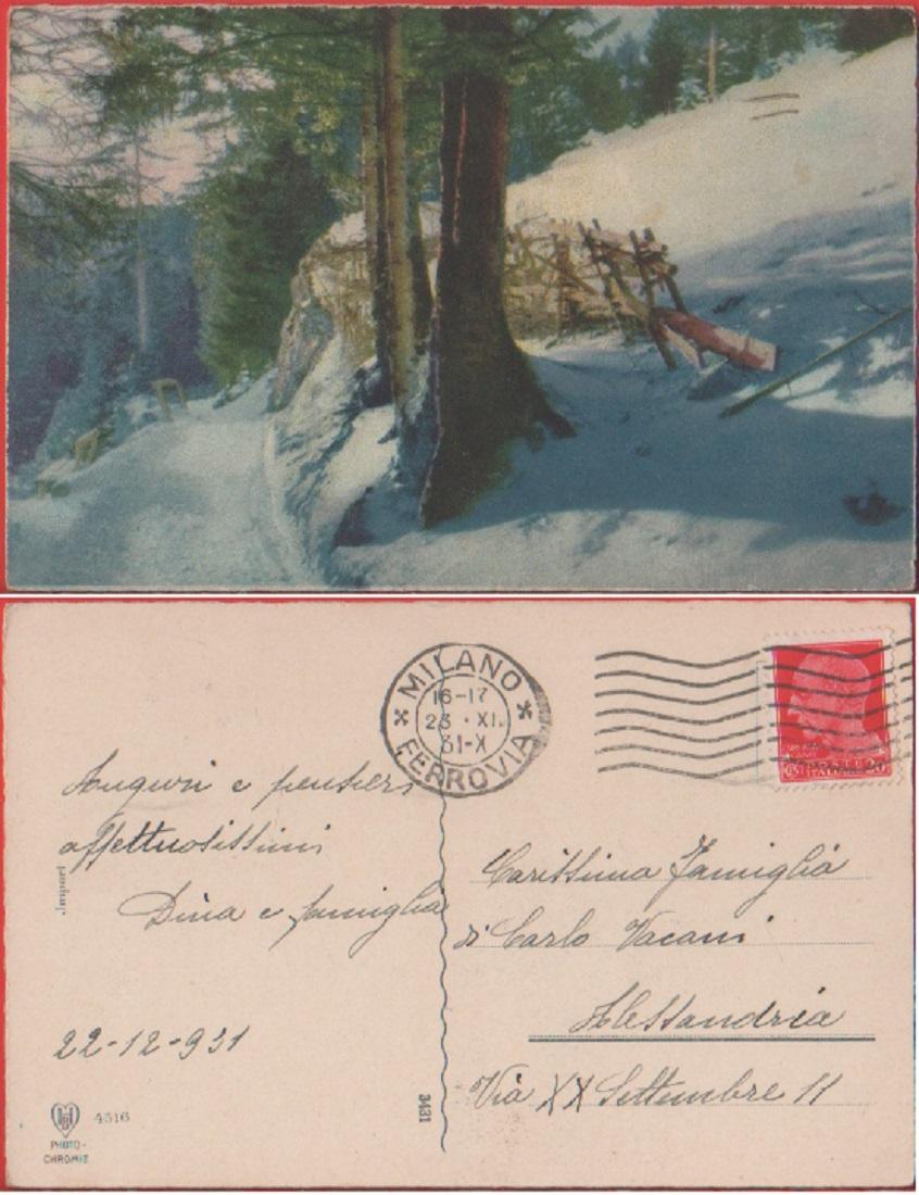 Bosco innevato (pittorica). Viaggiata 1931